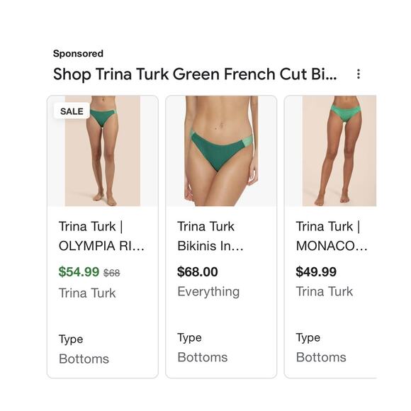Trina Turk OLYMPIA RIB TAB SIDE FRENCH CUT BOTTOM  Viridis Green Size 4 XS/S - Picture 5 of 9